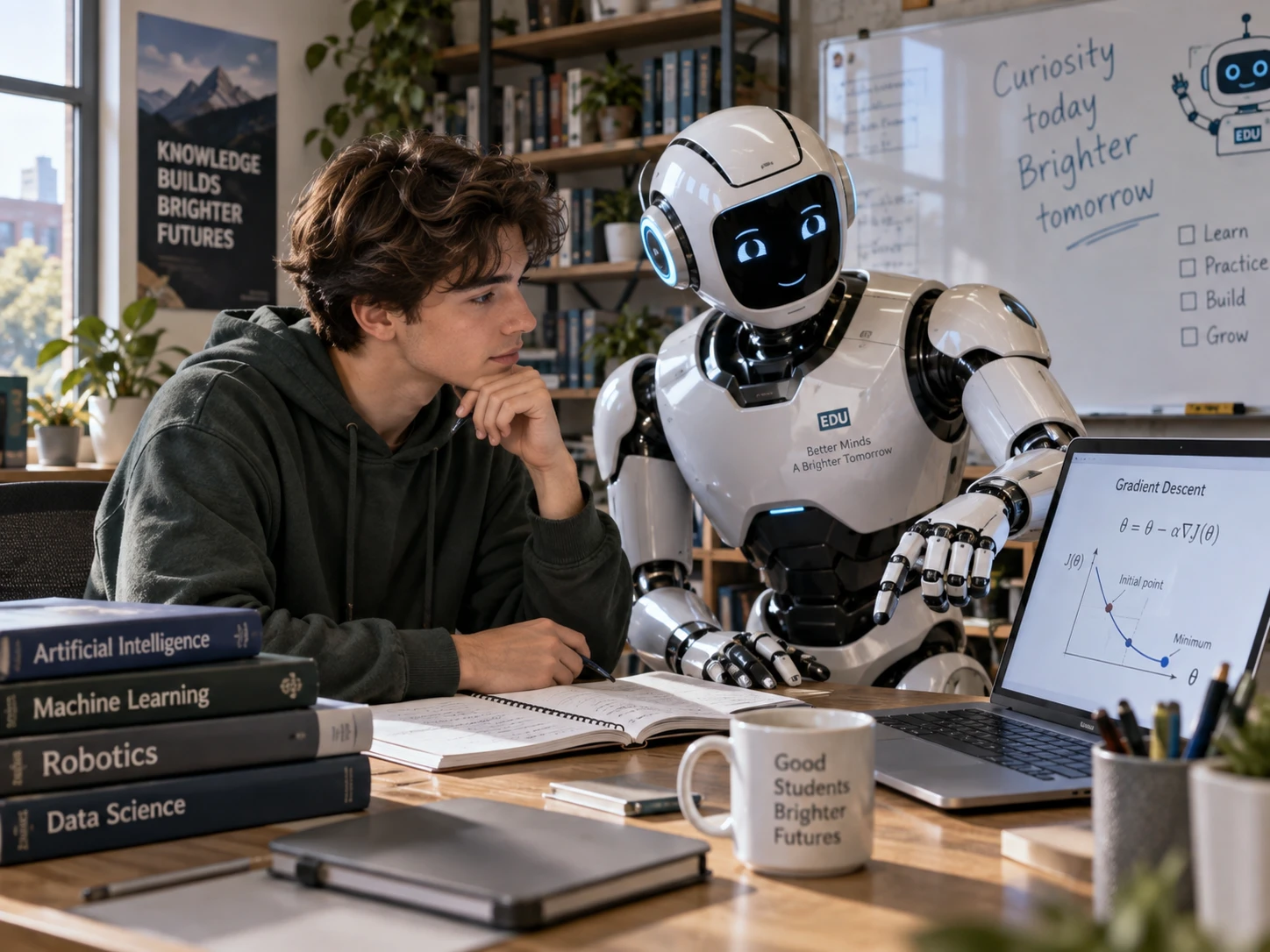 A robot tutor working one-on-one with a student